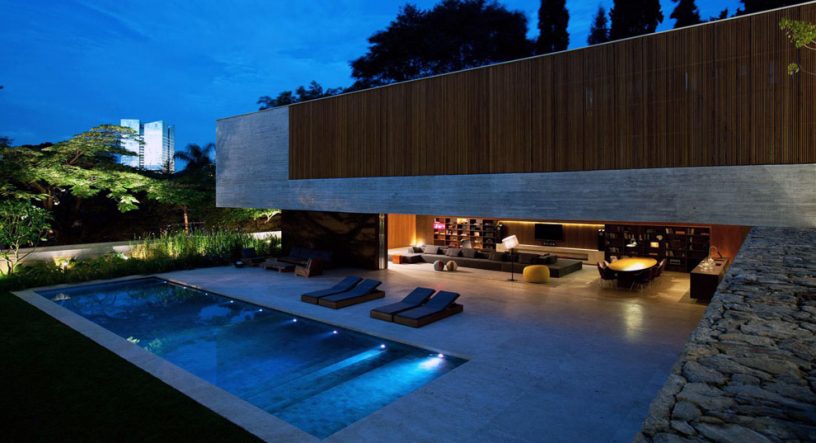 Amazing House Pool Lighting Night Ideas
