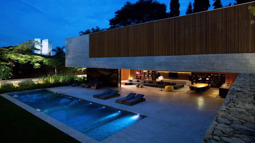 Amazing House Pool Lighting Night Ideas