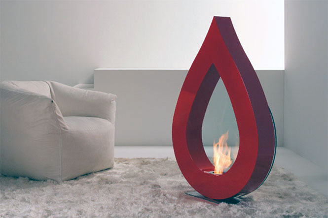 Big Flame Red Teardrop Fireplace Ideas