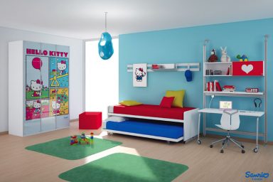 Blue and White Hello Kitty Kids Room