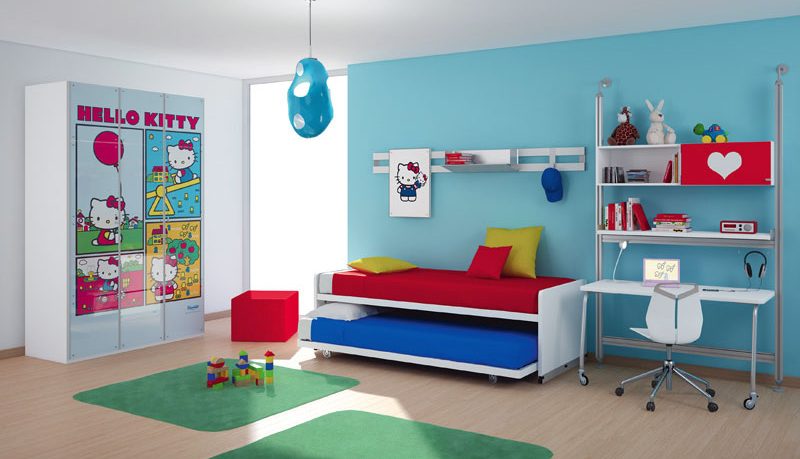 Blue and White Hello Kitty Kids Room