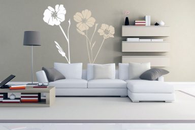 Flower Vinyl Wall Decal in Grey Room