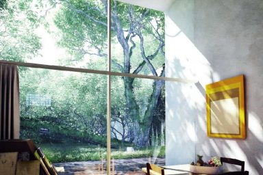Large Glass Window with Garden Views