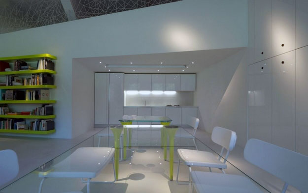 Minimalistic Glass Table with Green Legs