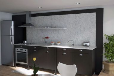 Modern Black Kitchen Marble Back Splash