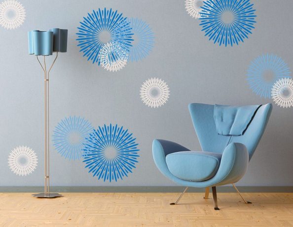 Modern Blue Circular Design Wall Decals Ideas