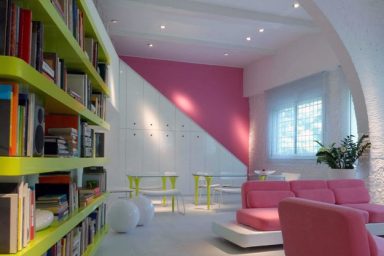 Modern Gloss Color Bookcase Design