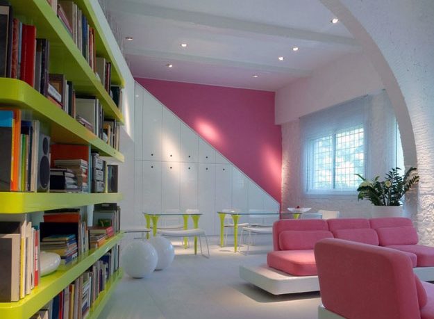 Modern Gloss Color Bookcase Design
