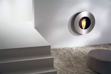 Modern Grey Circular Wall Fireplace