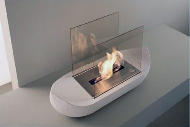 Modern White Sail Boat Shaped Fireplace Design