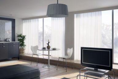Open Living Room with BLack Furniture Ideas