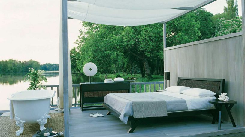 Outdoor Bedroom Design with Lake View