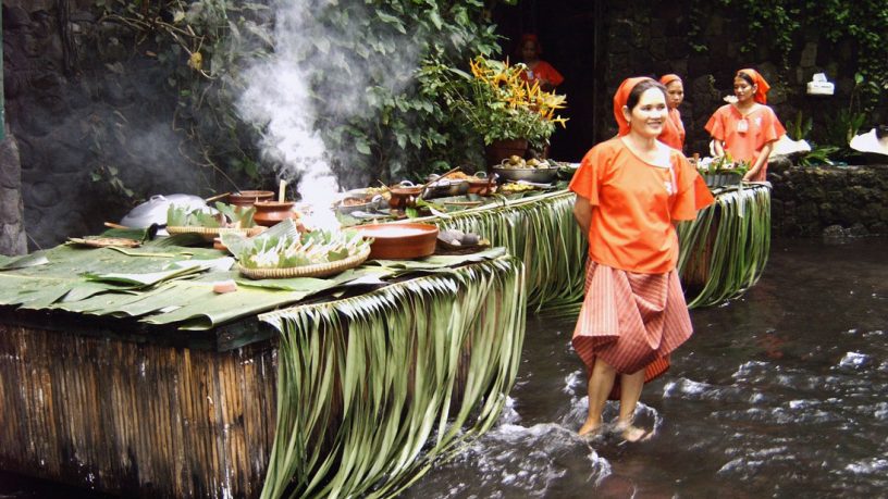 Waiters with Philippines Traditional Clothing Restaurant Philippines