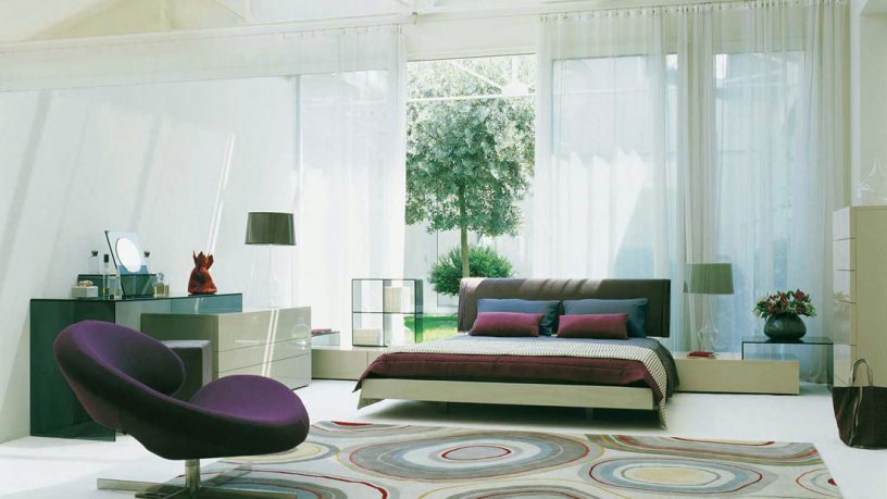 White Bedroom with Large Curtain Design Ideas