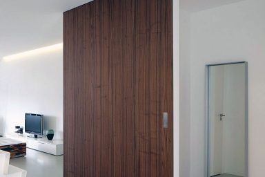 A Nut Wood Sliding Door Apartment
