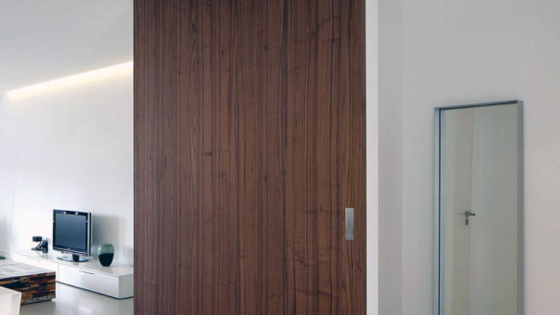 A Nut Wood Sliding Door Apartment