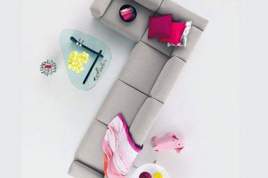 Awesome Grey Modular Sofa with Colorful Ornaments