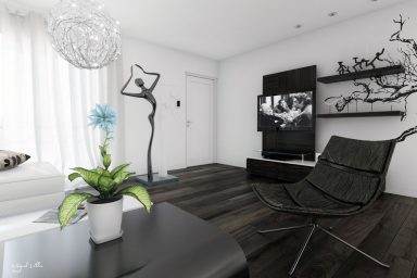 Black White Living Room Modern Art