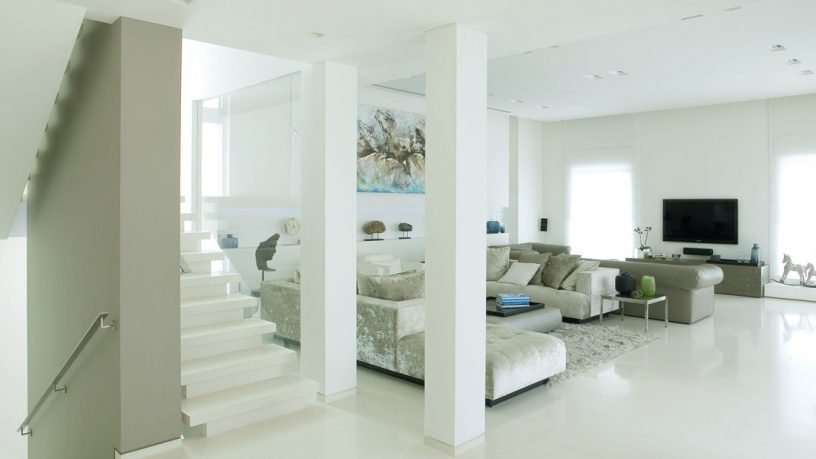Clean White Living Room Wit LCD TV