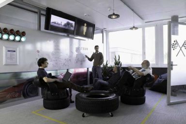 Informal Meeting Room with Unique Tire Sofa
