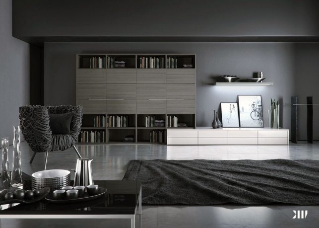 Minimalist Grey Monochrome Living Room Design