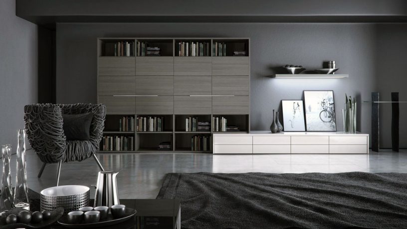 Minimalist Grey Monochrome Living Room Design