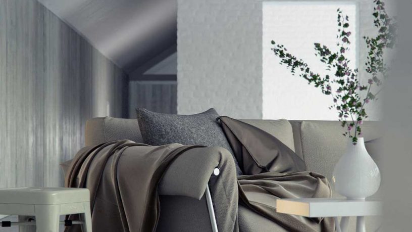 Modern Gray Sofa Living Space Design