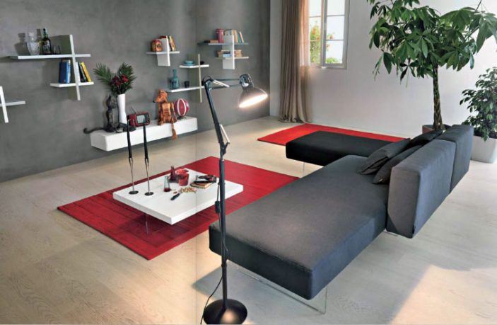 Modern Grey Sofa With Acrylic Stand