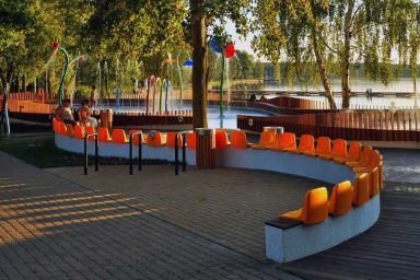 Orange Chairs Design on Water Playground