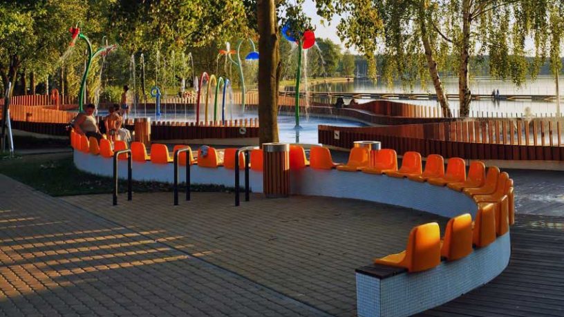 Orange Chairs Design on Water Playground