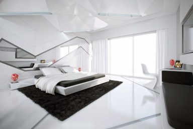 Shining Black and White Contemporary Bedroom