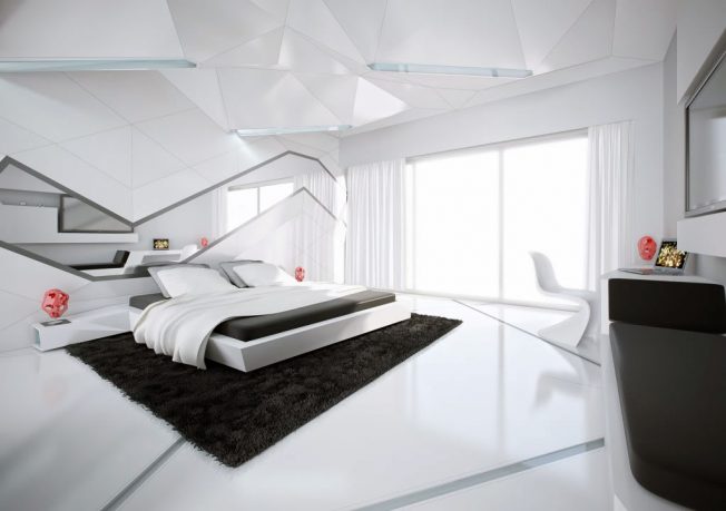 Shining Black and White Contemporary Bedroom