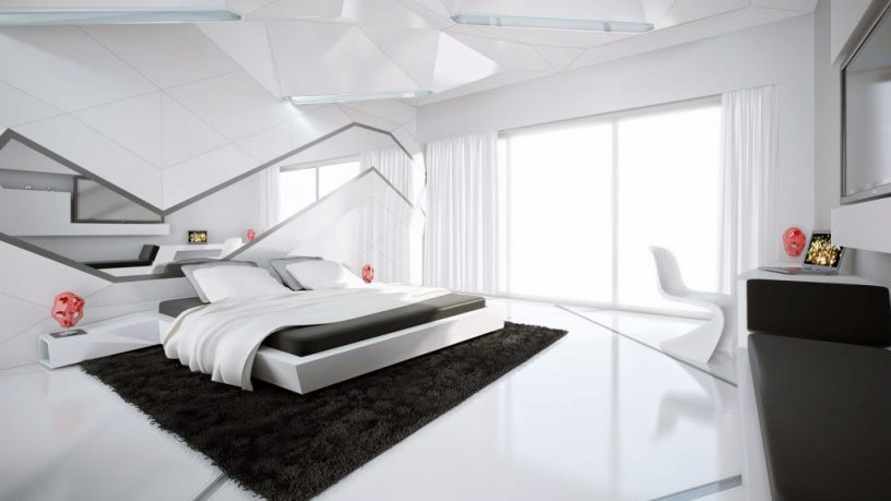 Shining Black and White Contemporary Bedroom
