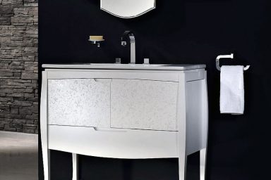 Sonia Nouveau Bathroom with Black Sink Backsplash