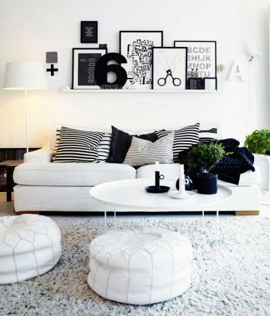 Urban Living Room with White Black Color Ideas