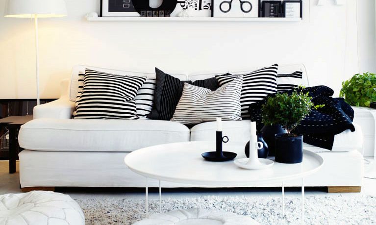 Urban Living Room with White Black Color Ideas