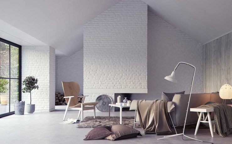 White Brick Wall Interior Living Area