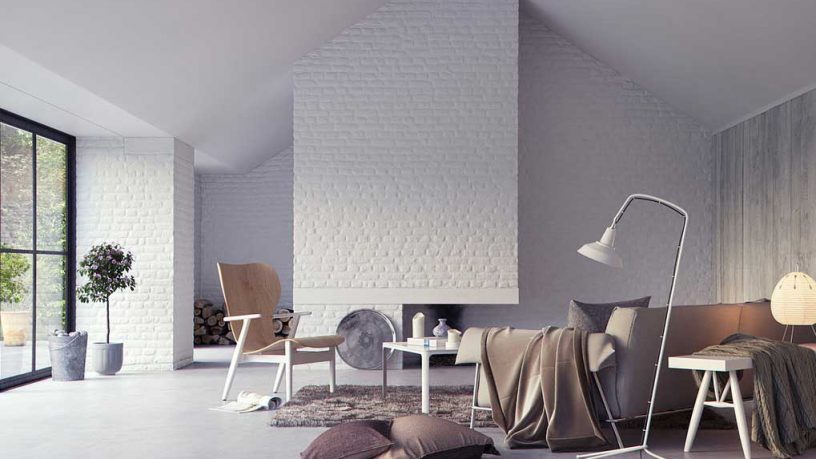 White Brick Wall Interior Living Area