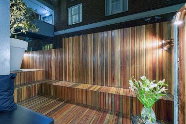 Wooden Lounge Deck Apartment with Green Plant