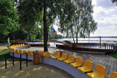 Yellow Chairs on Water Playground
