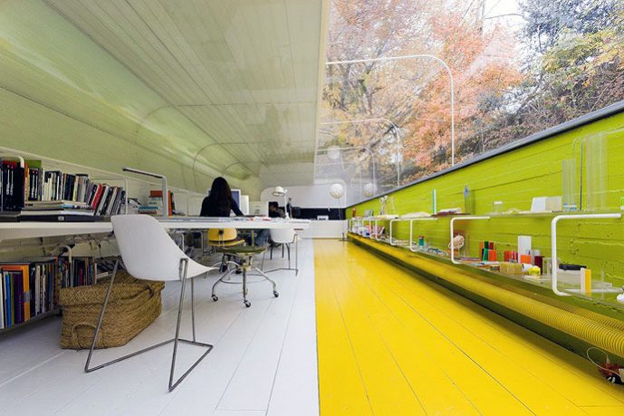 Yellow Green Alley Office Interior