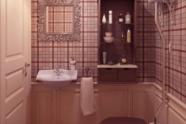 Awesome Cloakroom with Plaid Wallpaper Ideas