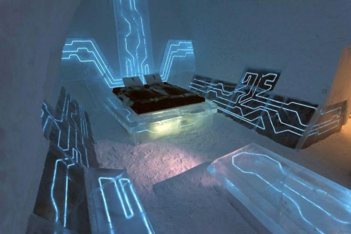 Futuristic Bedroom with Tron Blue Theme Ideas