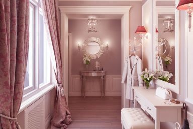 Luxury Feminine Dressing Room with Wooden Floor