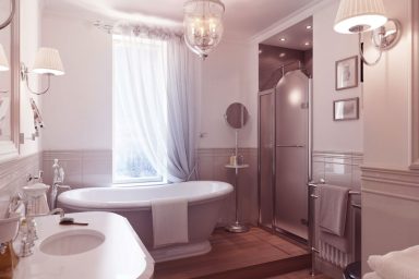 Luxury Traditional Bathroom with Wooden Floor