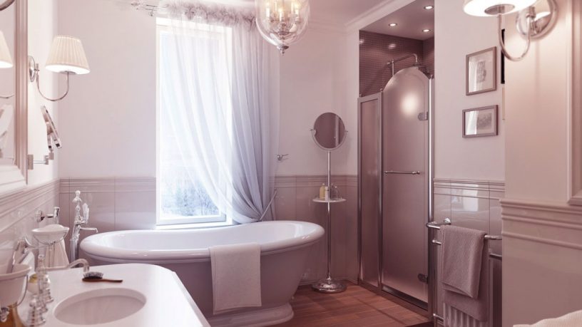 Luxury Traditional Bathroom with Wooden Floor