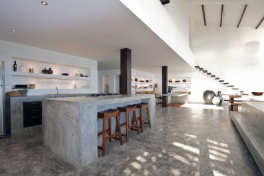 Minimalist Gray Concrete Kitchen Countertop Design