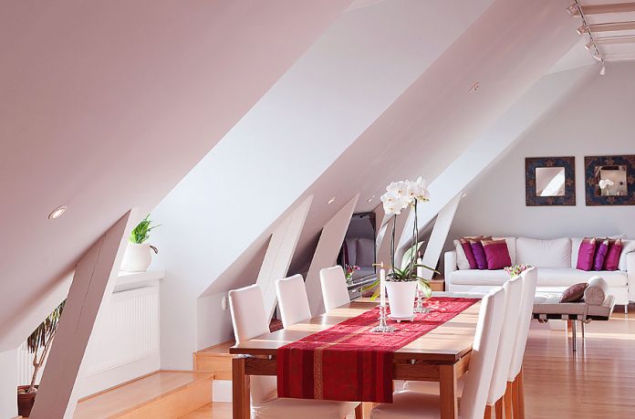Modern Dining Room with Red Table Runner