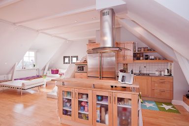 Open Plan Kitchen Ideas with Beech Furniture Set