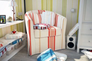 Orange Cream Striped Corner Sofa Design Ideas